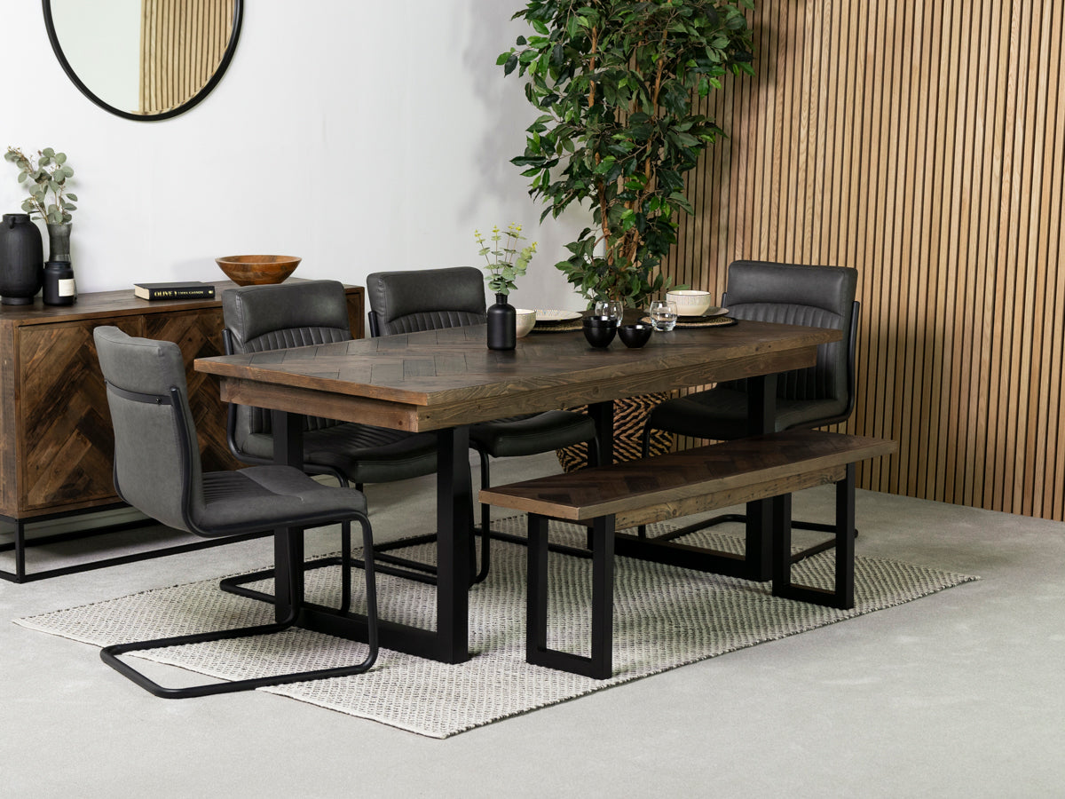 Tulsa Dark 180cm Fixed Top Dining Table & Auburn Grey Dining Chair