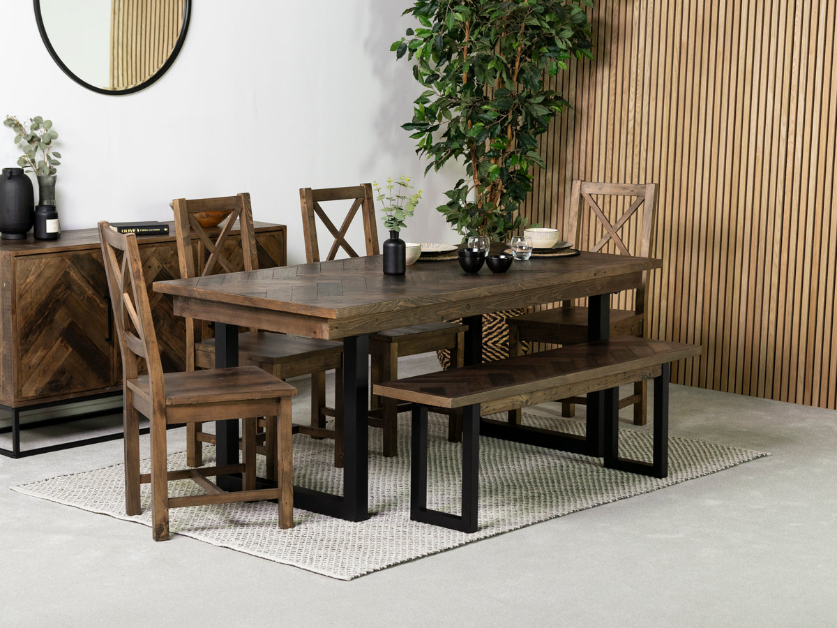 Tulsa Dark 180cm Fixed Top Dining Table & Tulsa Dark Cross Back Dining Chair