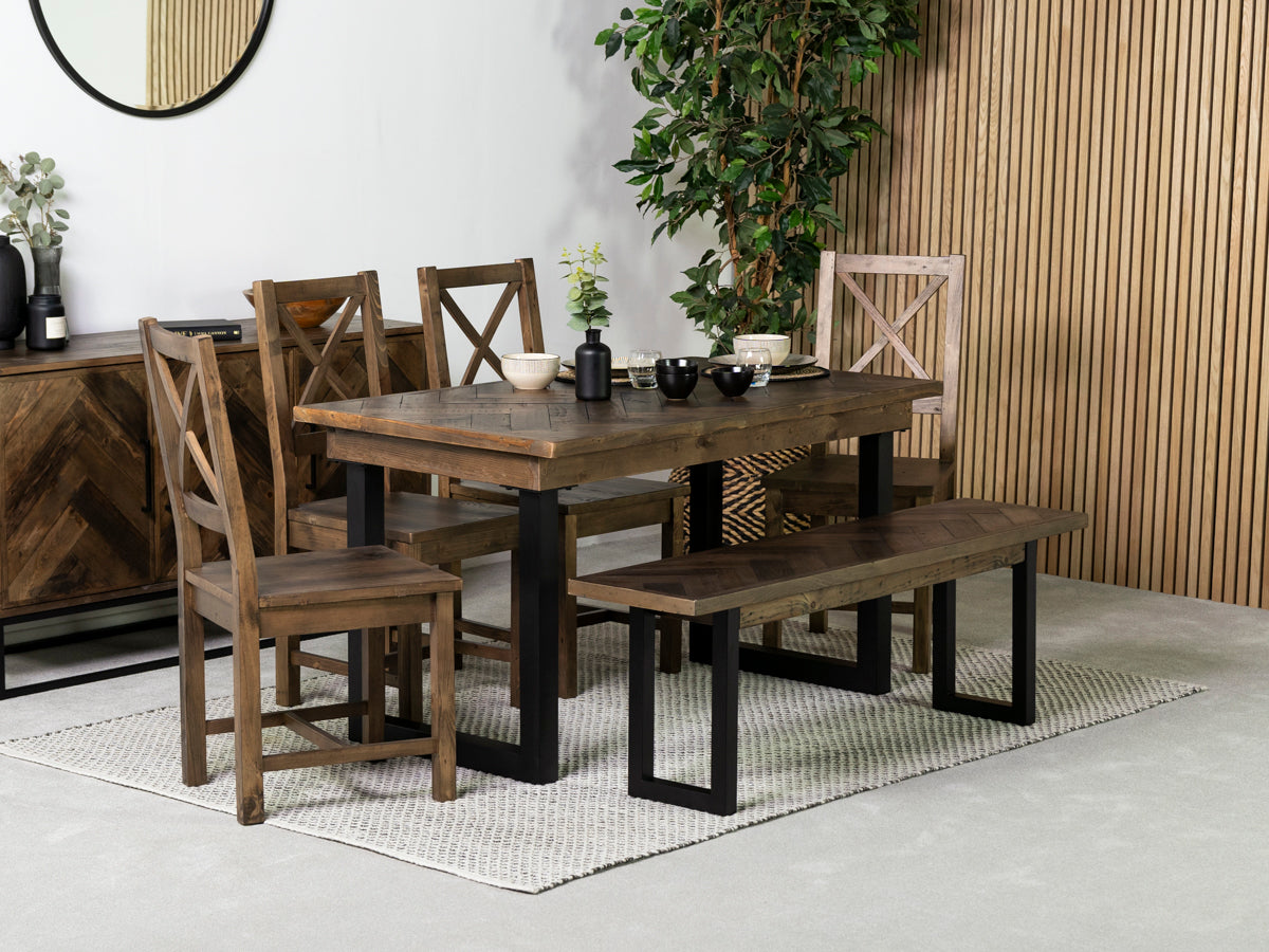 Tulsa Dark 135cm Fixed Top Dining Table & Tulsa Dark Cross Back Dining Chair