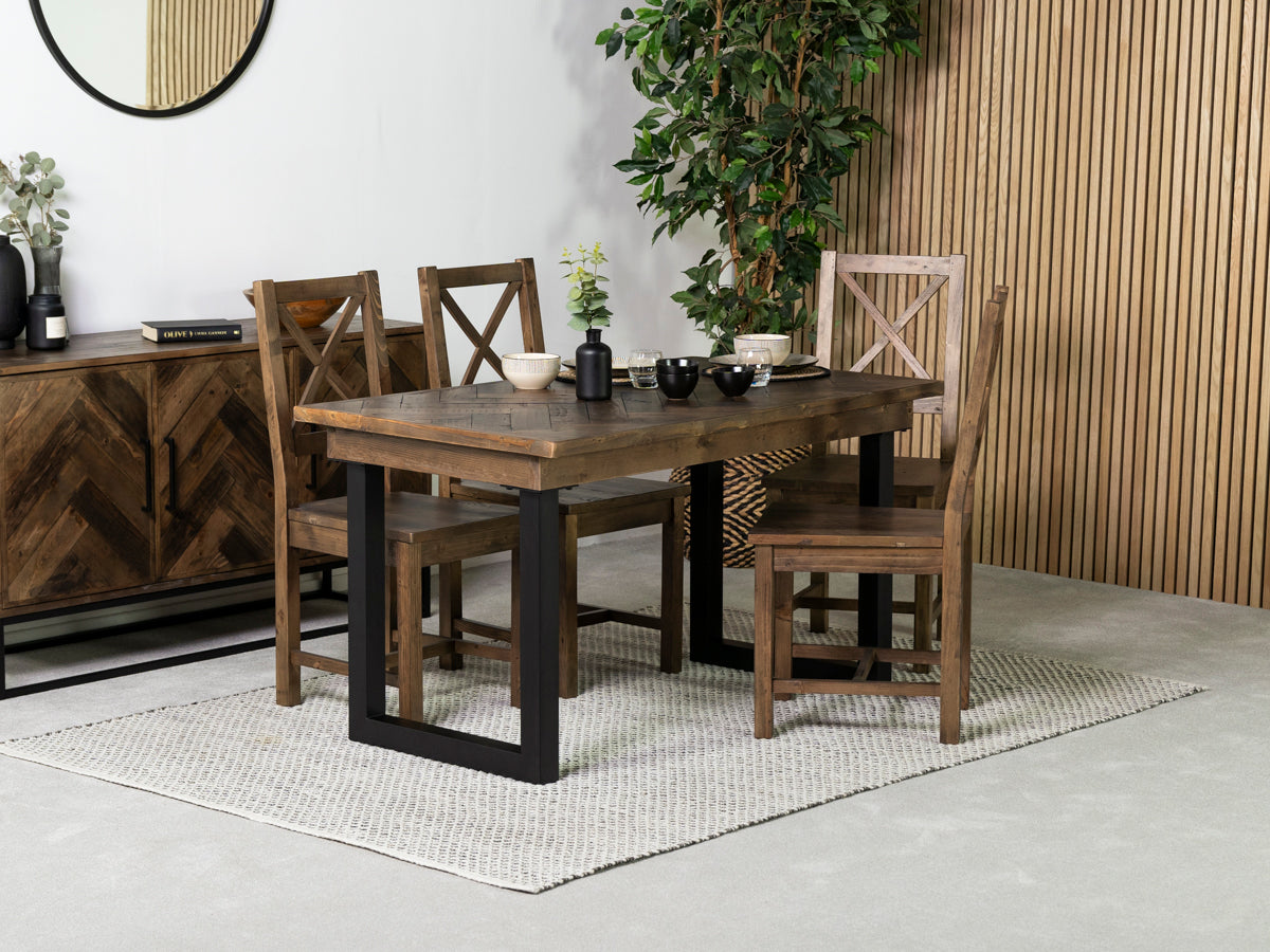 Tulsa Dark 135cm Fixed Top Dining Table & Tulsa Dark Cross Back Dining Chair