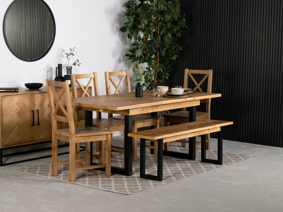 Tulsa Extendable Dining Table (140cm - 180cm) & Dining Bench