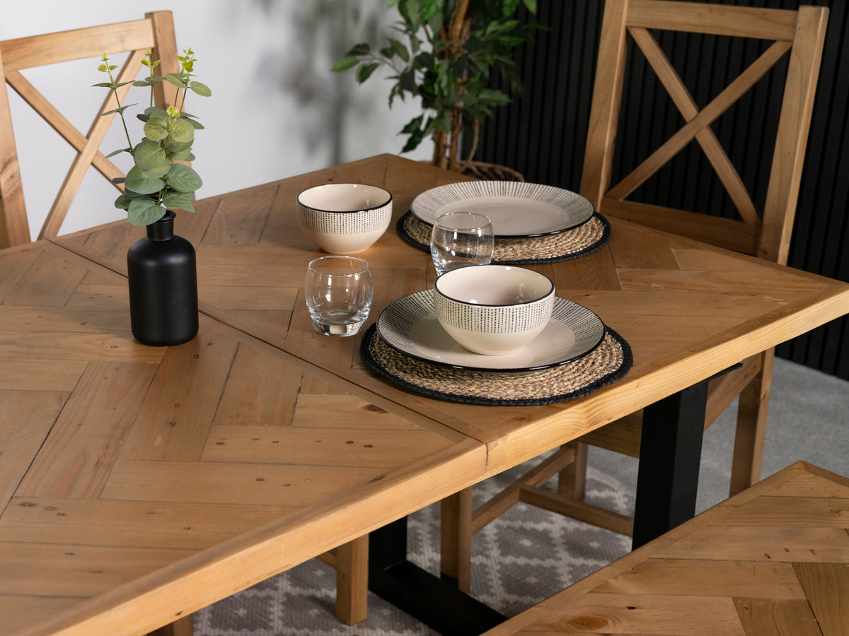 Tulsa Extendable Dining Table (140cm - 180cm) & Dining Bench