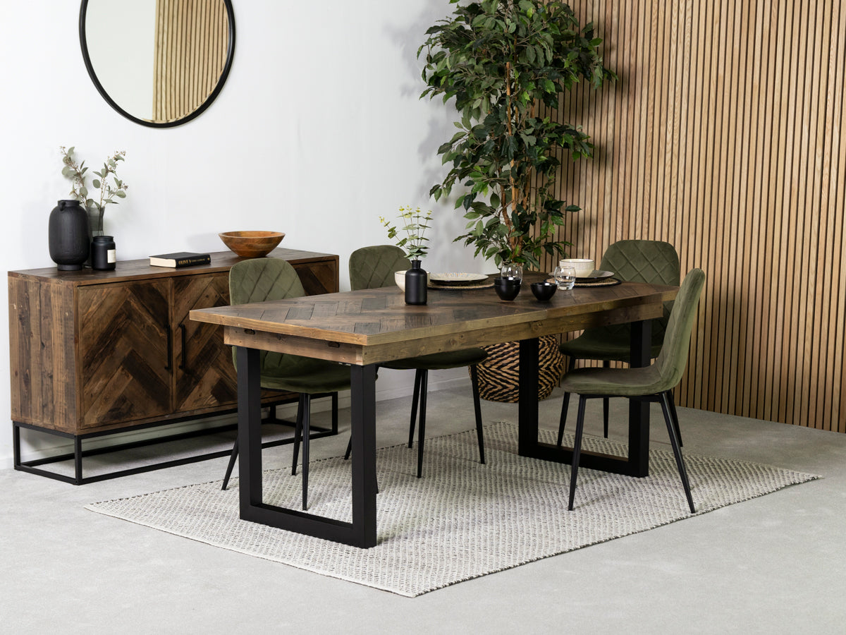 Tulsa Dark Extendable Dining Table (180cm - 240cm) & Alston Dining Chair