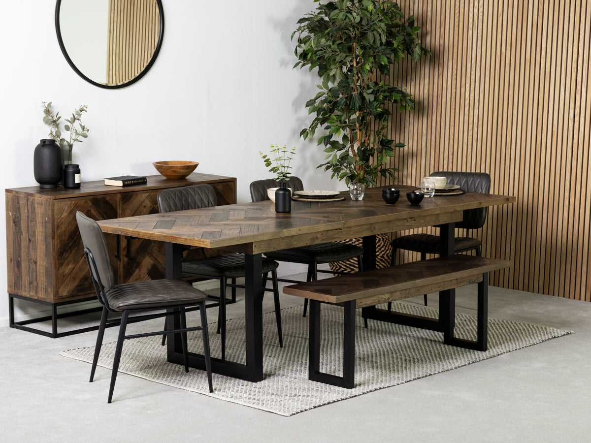 Tulsa Dark Extendable Dining Table (180cm - 240cm) & Houston Grey Dining Chair