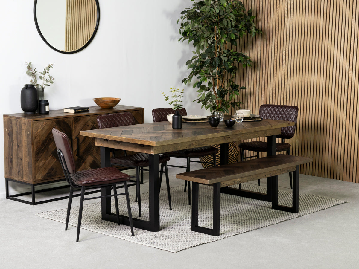 Tulsa Dark Extendable Dining Table (180cm - 240cm) & Houston Brown Dining Chair