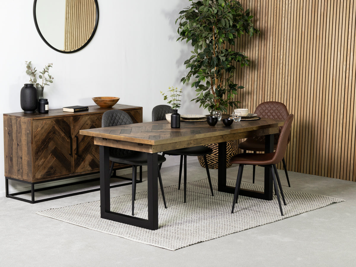 Tulsa Dark Extendable Dining Table (180cm - 240cm) & Dallas Grey Dining Chair
