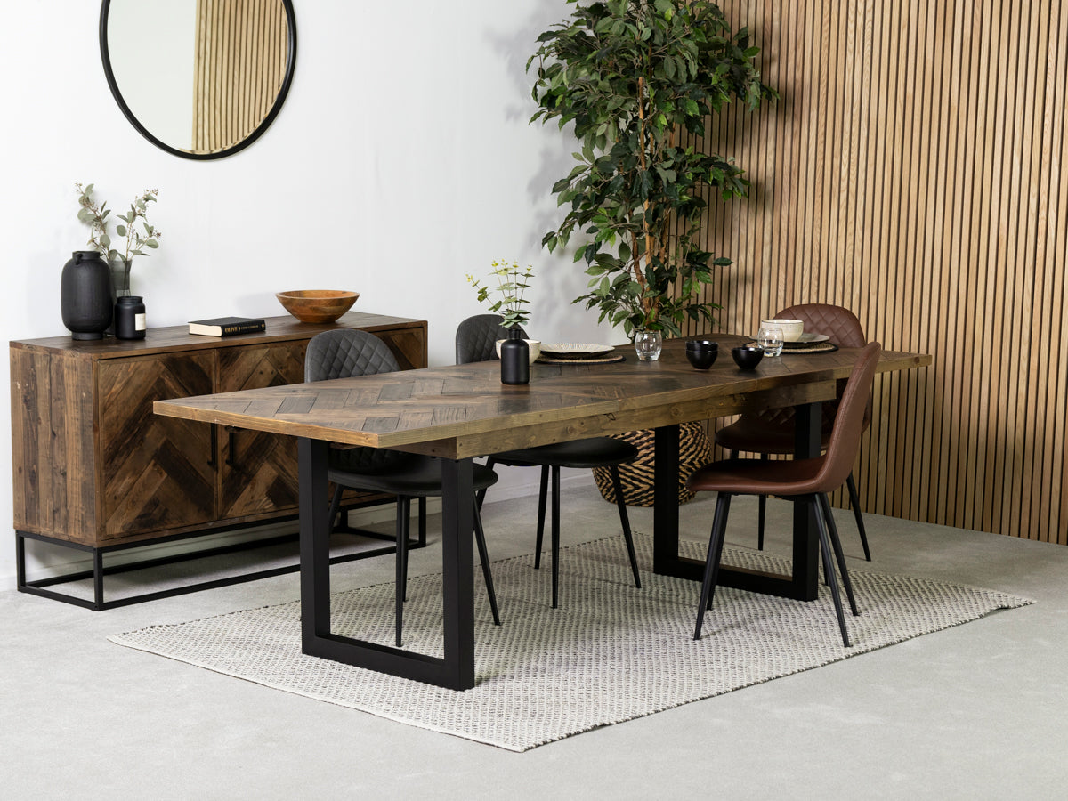 Tulsa Dark Extendable Dining Table (180cm - 240cm) & Dallas Brown Dining Chair