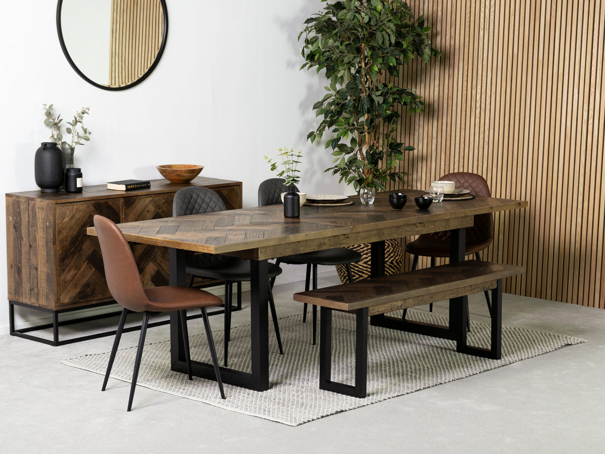 Tulsa Dark Extendable Dining Table (180cm - 240cm) & Dallas Brown Dining Chair