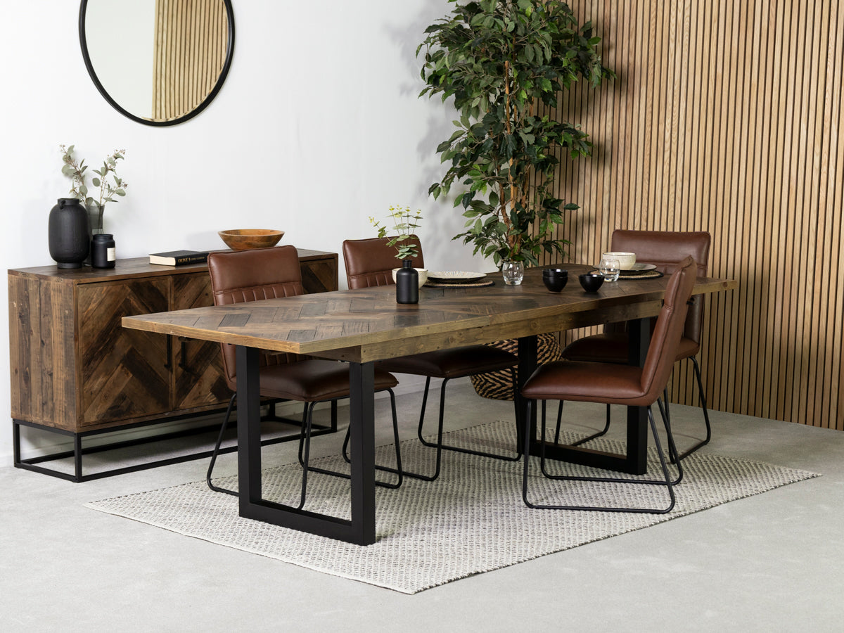 Tulsa Dark Extendable Dining Table (180cm - 240cm) & Grainger Brown Dining Chair