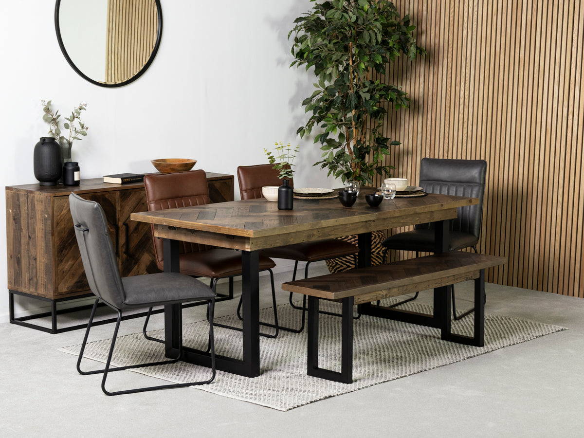 Tulsa Dark Extendable Dining Table (180cm - 240cm) & Grainger Grey Dining Chair