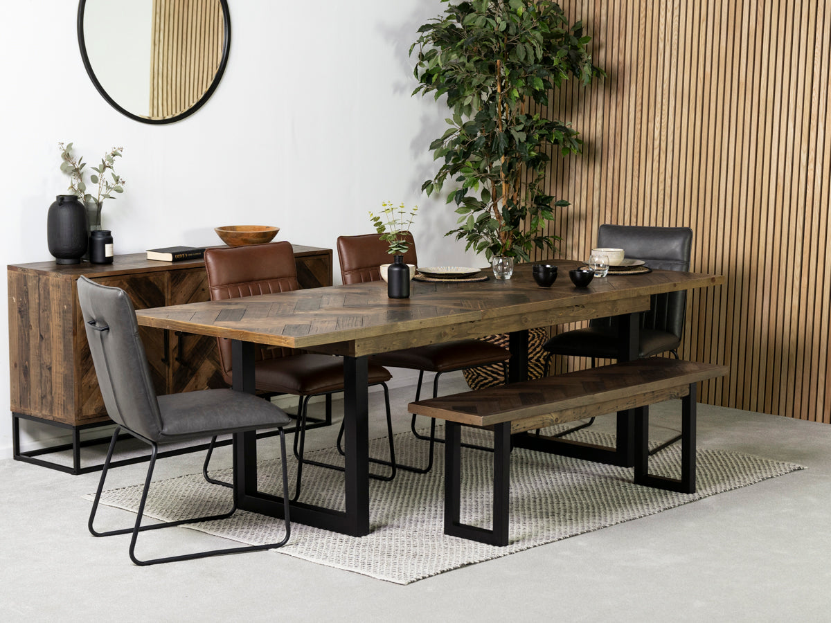 Tulsa Dark Extendable Dining Table (180cm - 240cm) & Grainger Grey Dining Chair