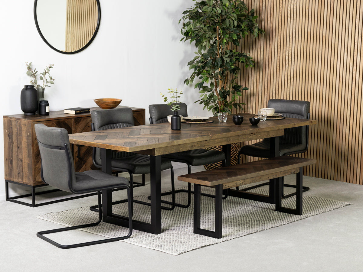 Tulsa Dark Extendable Dining Table (180cm - 240cm) & Auburn Grey Dining Chair