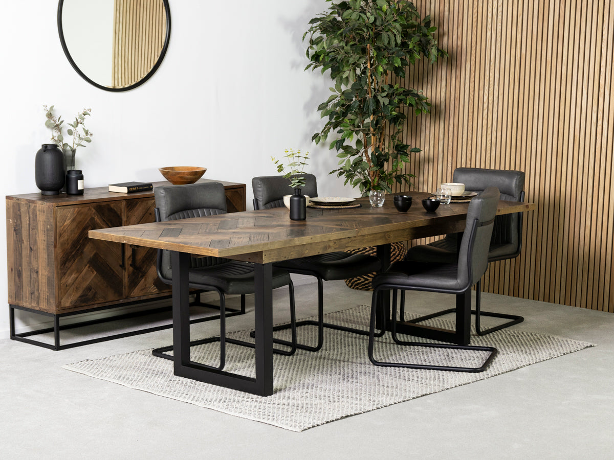 Tulsa Dark Extendable Dining Table (180cm - 240cm) & Auburn Grey Dining Chair