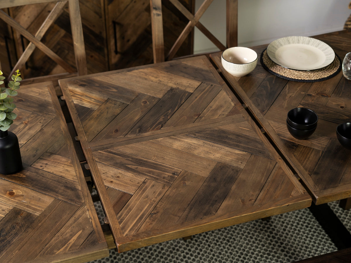 Tulsa Dark Extendable Dining Table (180cm - 240cm) & Tulsa Dark Cross Back Dining Chair