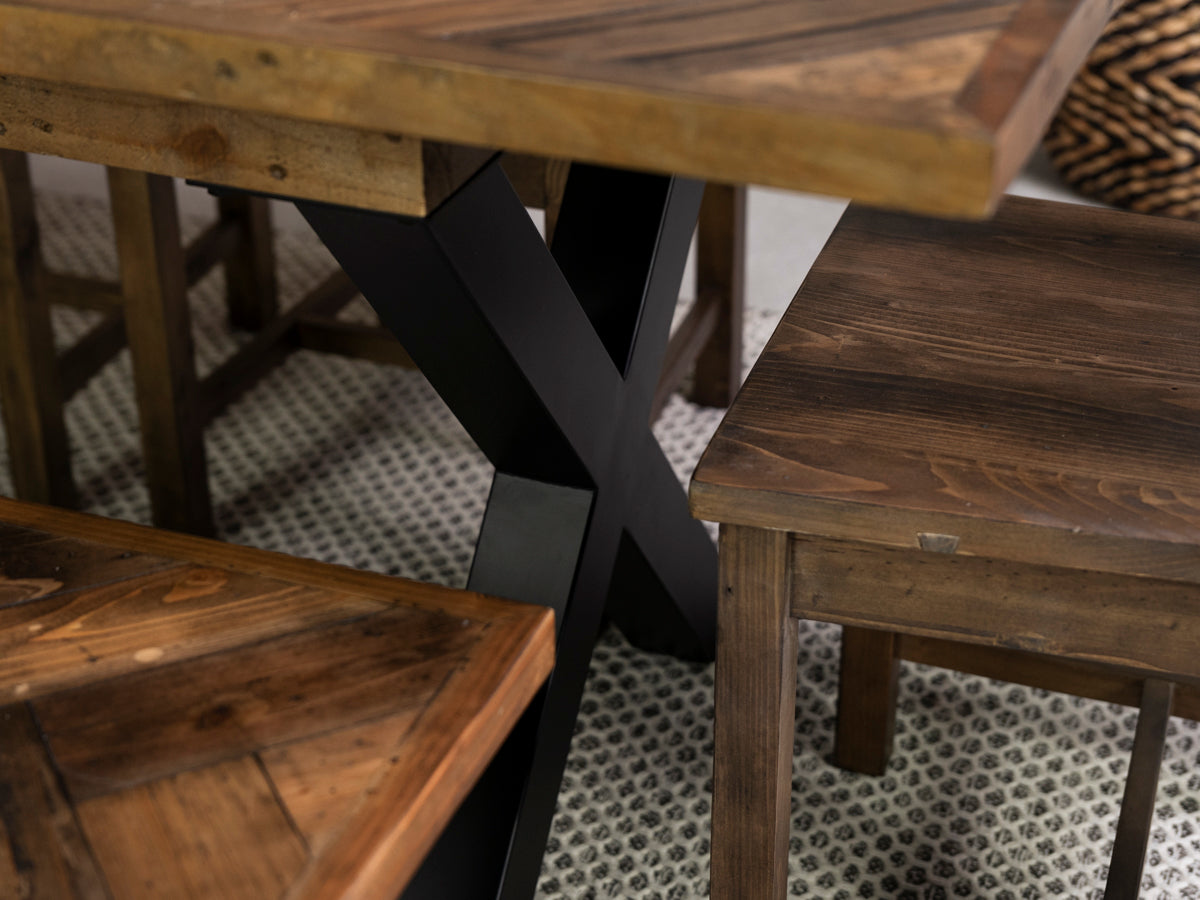 Tulsa Dark Cross Leg Extendable Dining Table (140cm - 180cm) & Bogart Dining Chairs