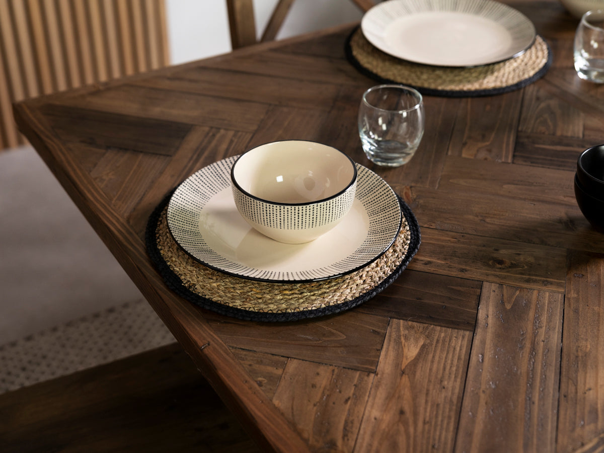 Tulsa Dark Cross Leg Extendable Dining Table (140cm - 180cm) & Bogart Dining Chairs
