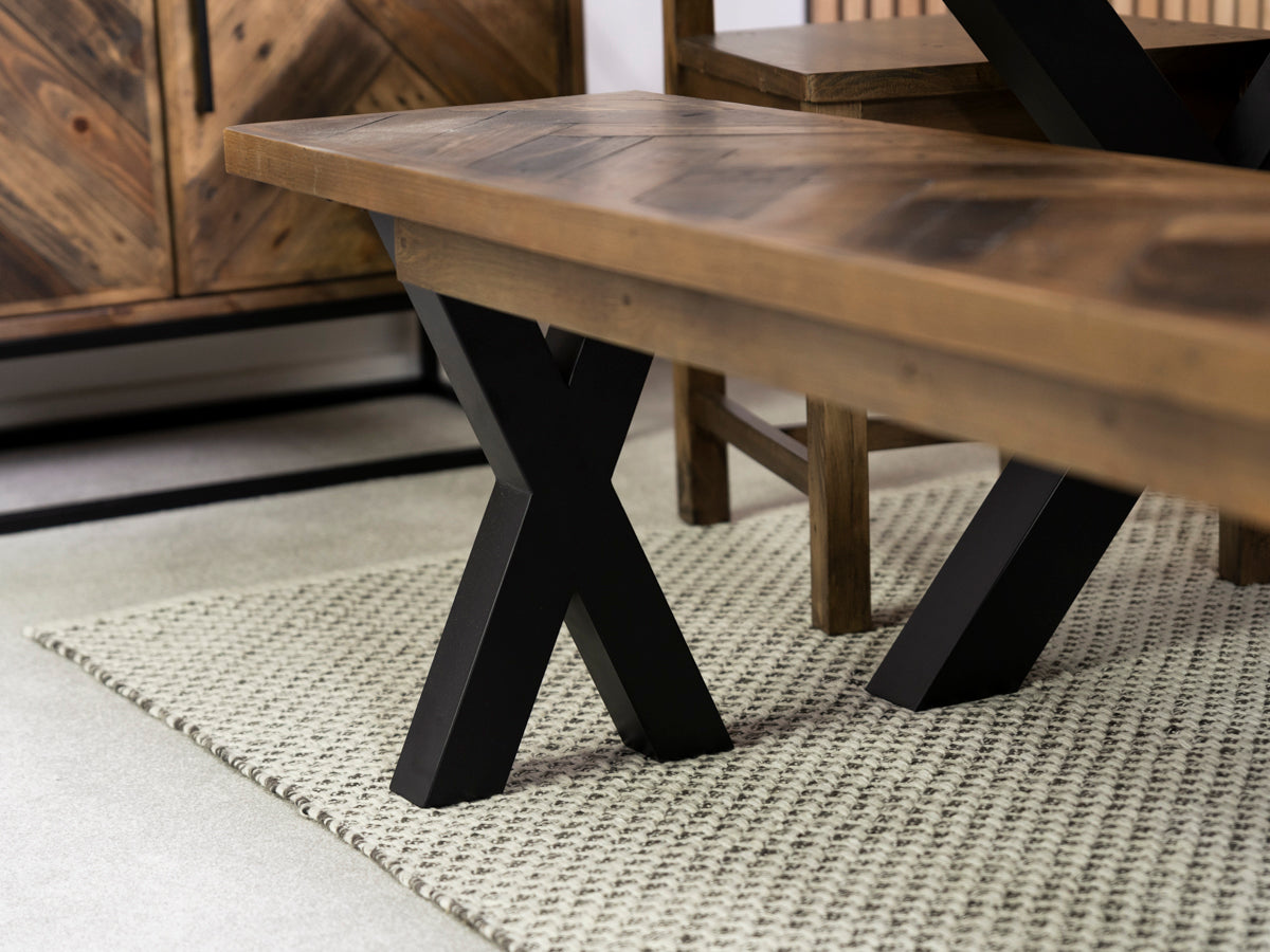 Tulsa Dark Cross Leg Extendable Dining Table (140cm - 180cm) & Bogart Dining Chairs