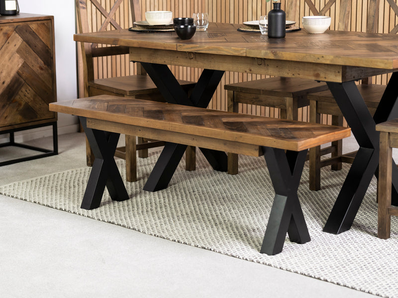 Tulsa Dark Cross Leg Reclaimed Wood Bench