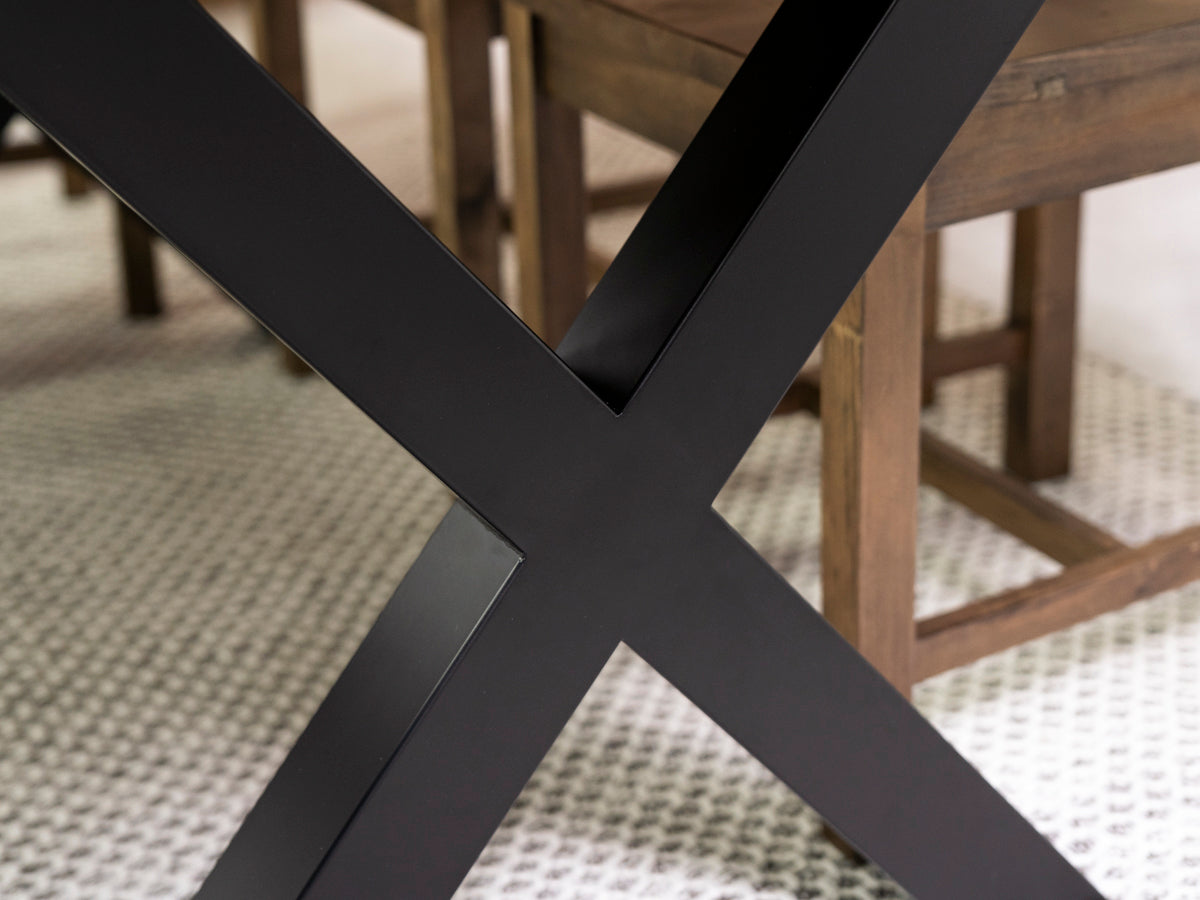 Tulsa Dark Cross Leg Extendable Dining Table (140cm - 180cm) & Bogart Dining Chairs