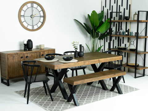 Brooklyn Extendable Cross Leg Dining Table (140cm - 180cm) & Bogart Dining Chairs