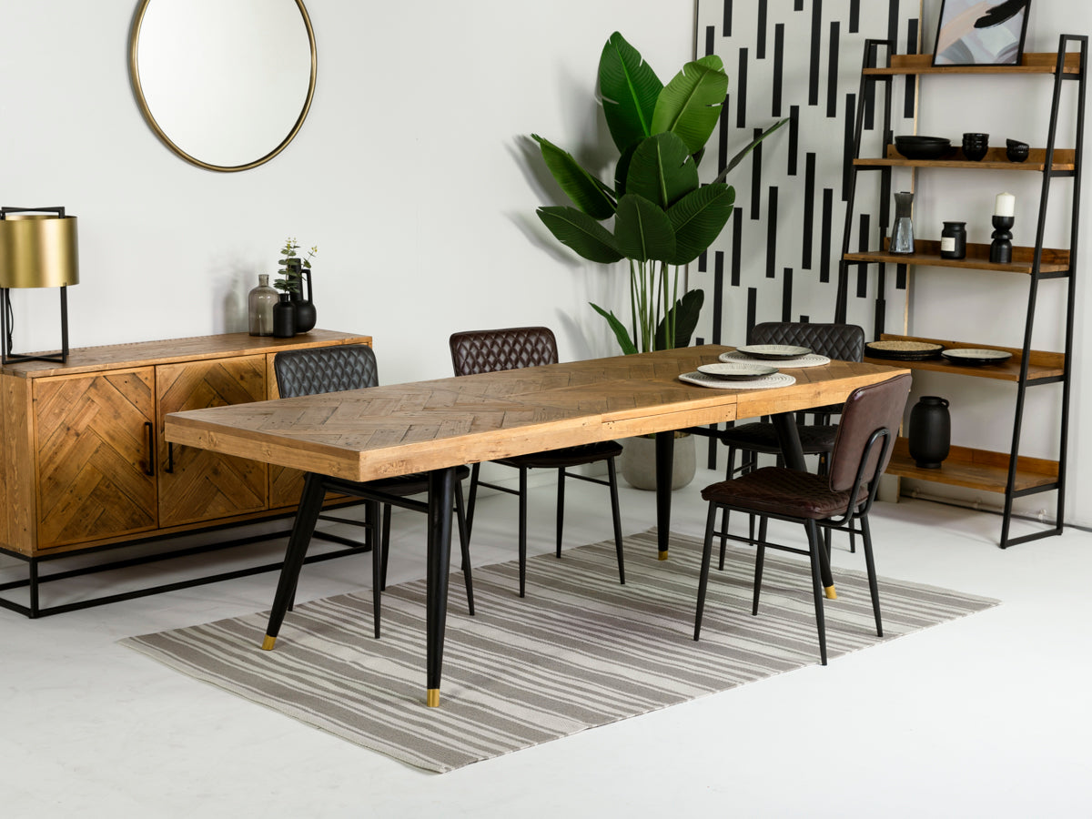 Mode 140-180cm Extendable Dining Table & Brown Houston Dining Chairs