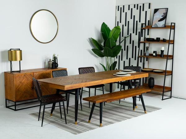 Mode 180-240cm Extendable Dining Table & Black Houston Dining Chairs