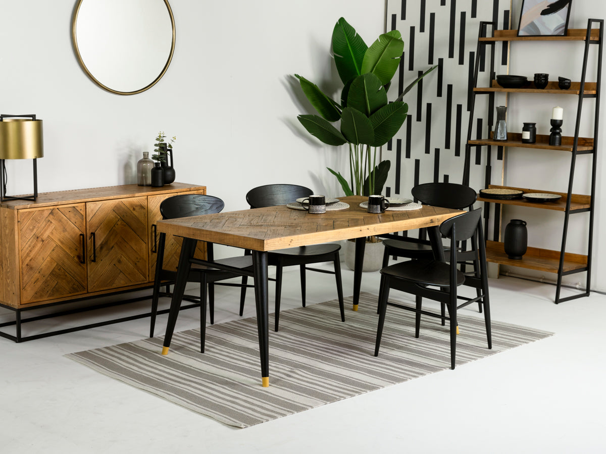 Mode Fixed Top Dining Table (160cm) & Black Gabo Dining Chairs