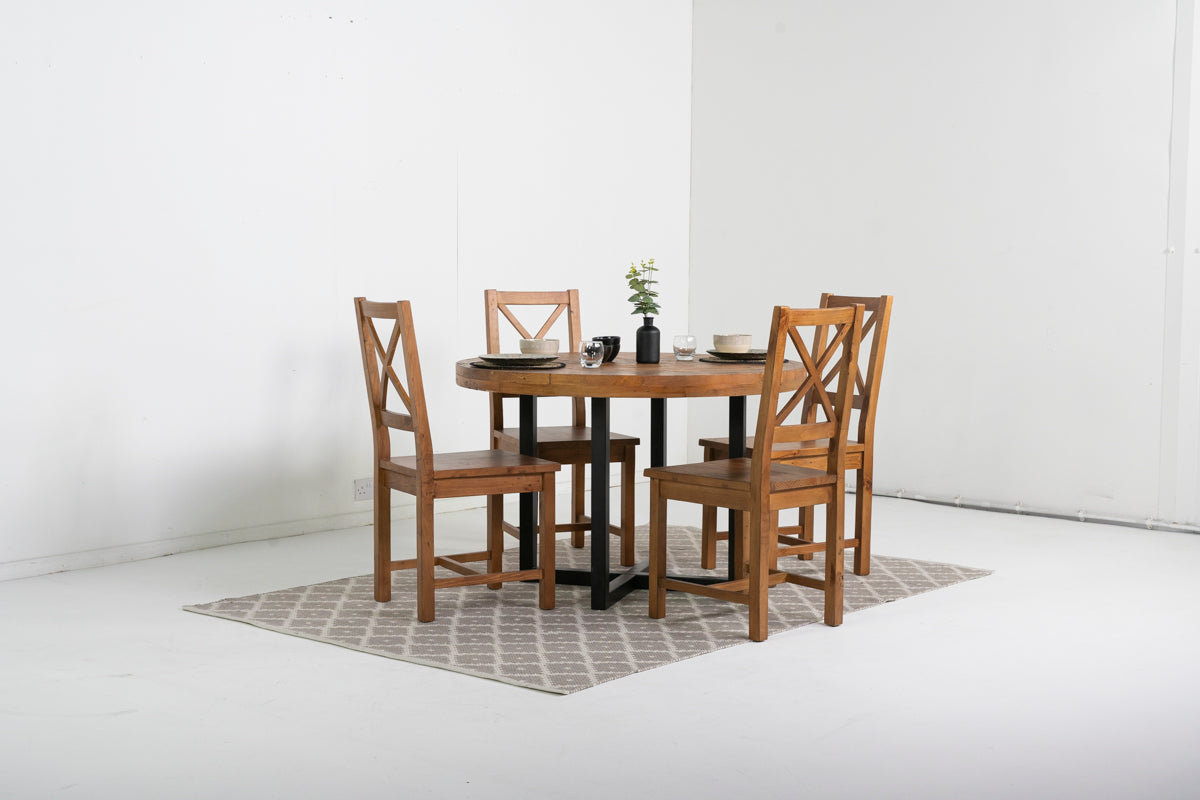 Tulsa Round Dining Table & Tulsa Cross Back Dining Chairs