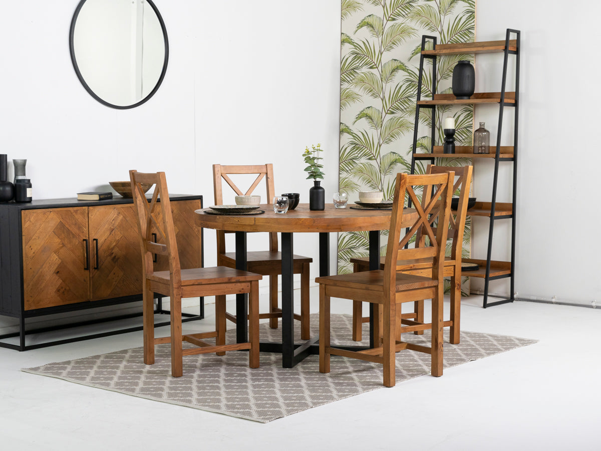 Tulsa Round Dining Table & Tulsa Cross Back Dining Chairs