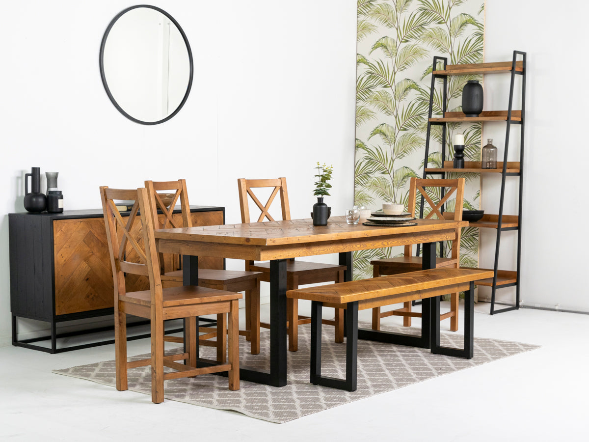 Tulsa Extendable Dining Table (180cm - 240cm) & Tulsa Cross Back Dining Chairs