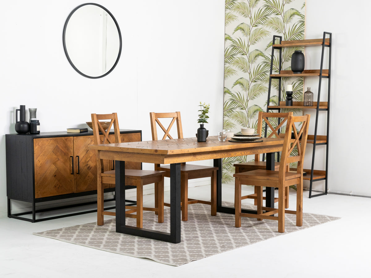 Tulsa Extendable Dining Table (180cm - 240cm) & Tulsa Cross Back Dining Chairs