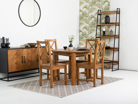 Tulsa Round Extendable Dining Table & Tulsa Cross Back Dining Chairs