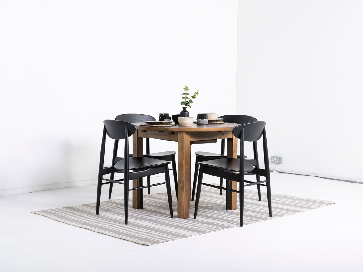 Brooklyn Round Extendable Dining Table & Gabo Dining Chairs