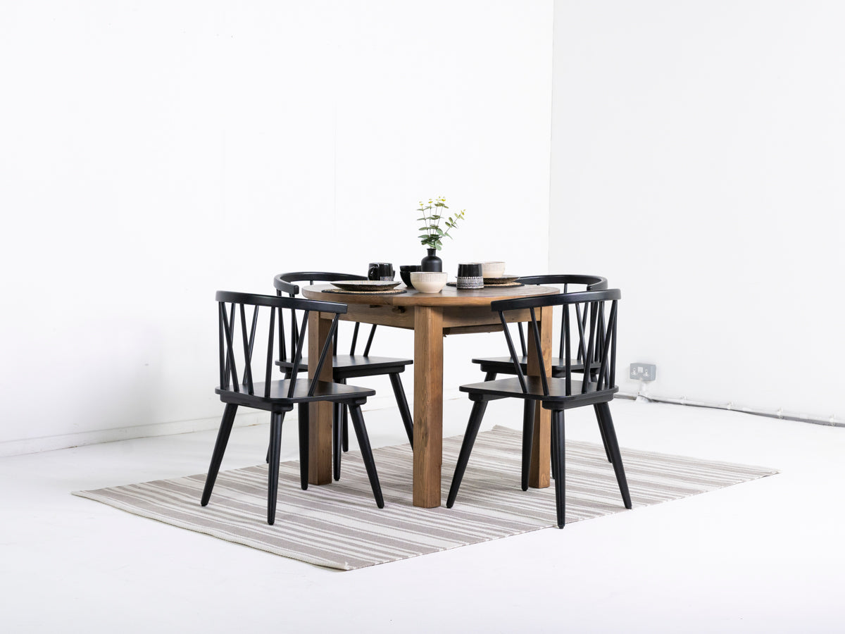 Brooklyn Round Extendable Dining Table & Bogart Dining Chairs