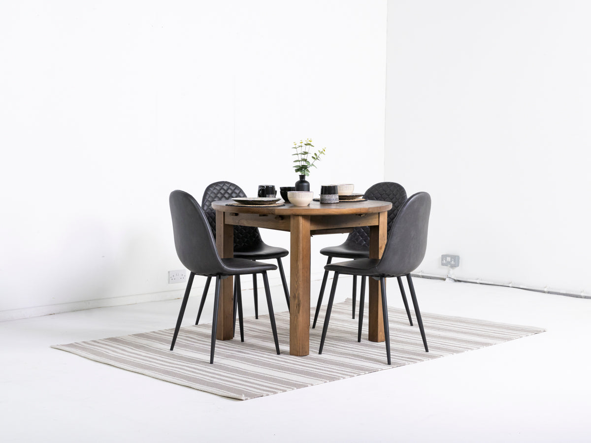 Brooklyn Round Extendable Dining Table & Grey Dallas Dining Chairs