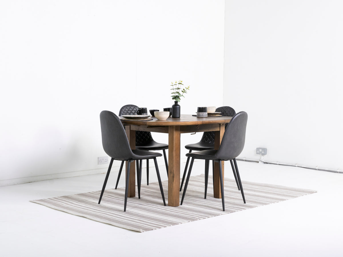 Brooklyn Round Extendable Dining Table & Grey Dallas Dining Chairs