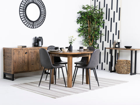 Brooklyn Round Extendable Dining Table & Grey Dallas Dining Chairs