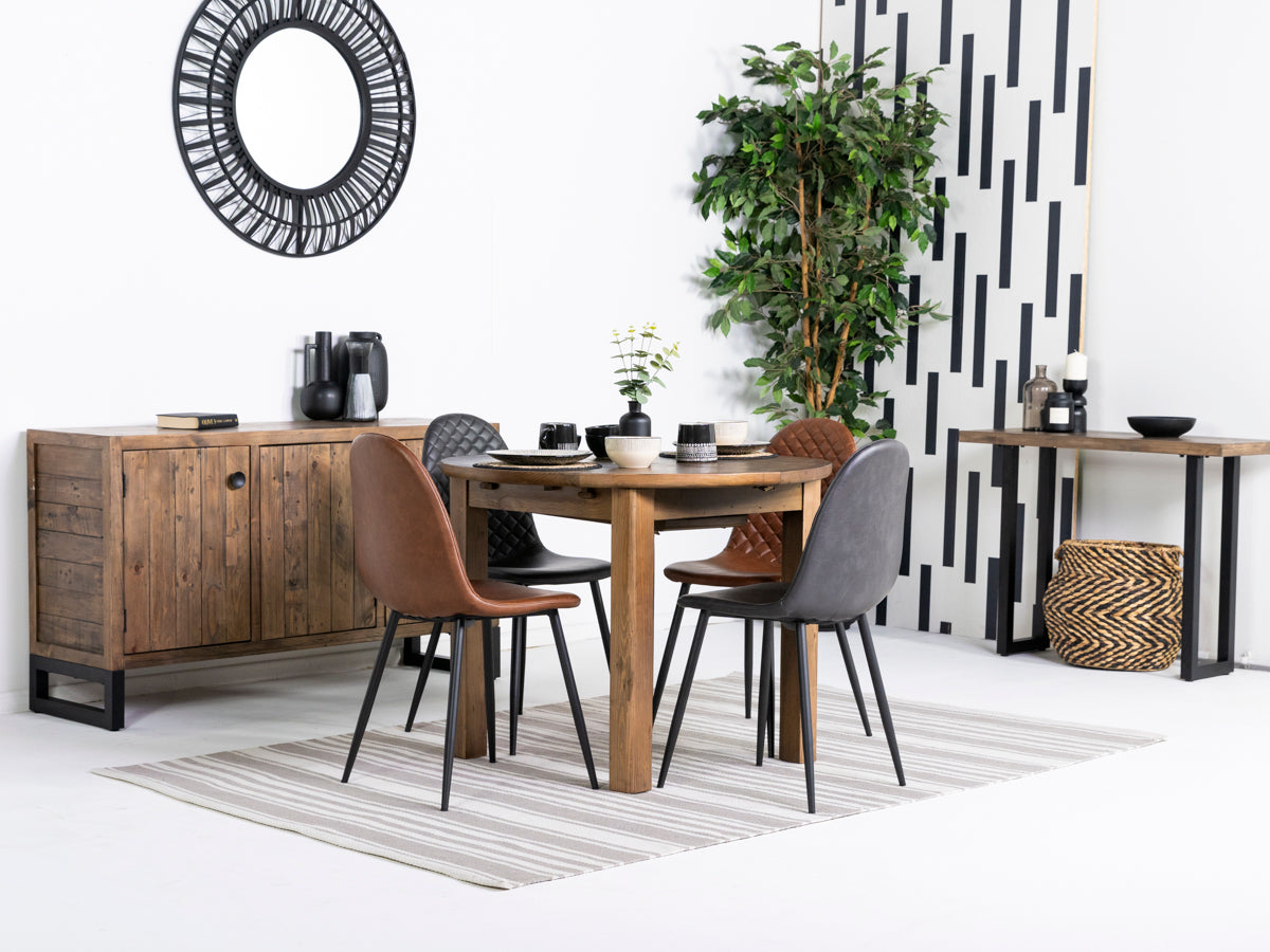 Brooklyn Round Extendable Dining Table & Grey Dallas Dining Chairs