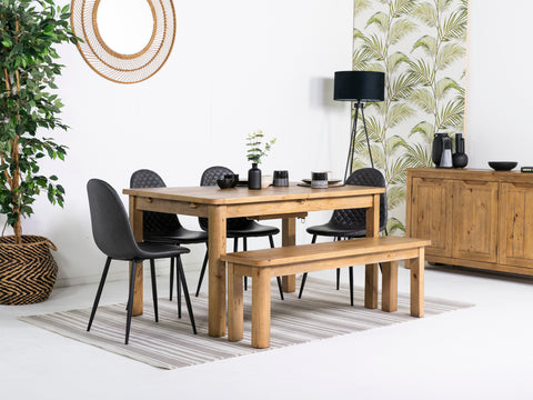 Exeter Extendable Dining Table (140cm - 180cm) & Grey Dallas Dining Chairs