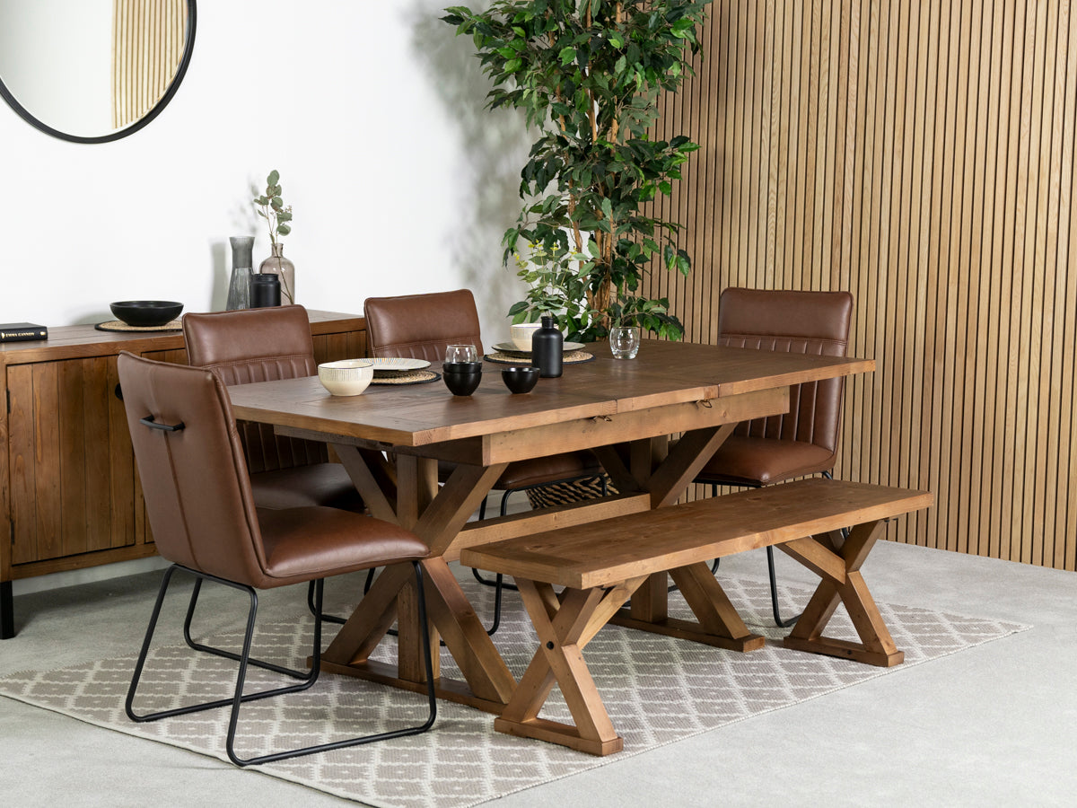 Provence Extending Dining Table (140-180cm) & Grainger Brown Dining Chair