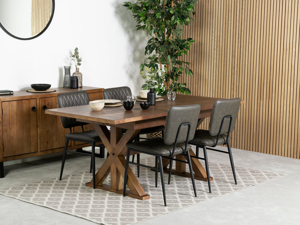 Provence Extending Dining Table (-180cm) & Houston Grey 140Dining Chair