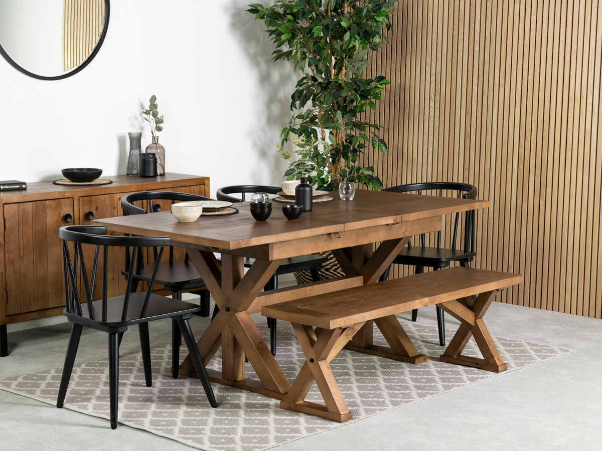 Provence Extending Dining Table (140-180cm) & Bogart Black Dining Chair