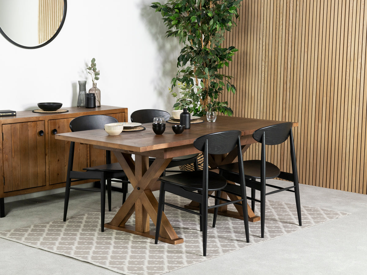 Provence Extending Dining Table (140-180cm) & Gabo Black Dining Chair