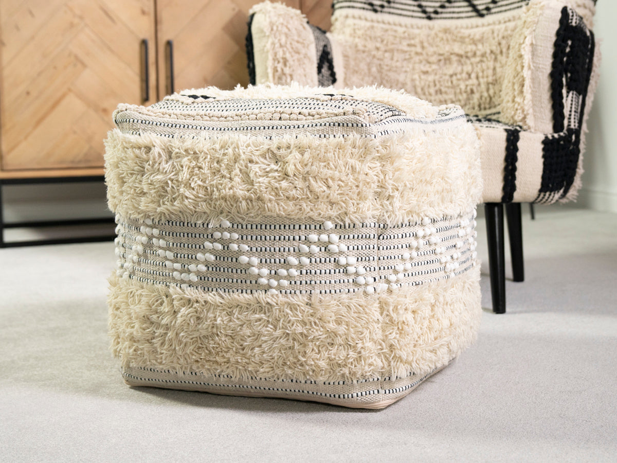Seema Natural Kantha Pouffe