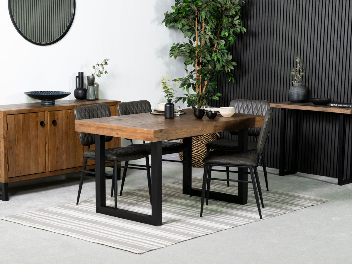 Brooklyn Extendable Dining Table (140cm - 180cm) & Grey Houston Dining Chairs