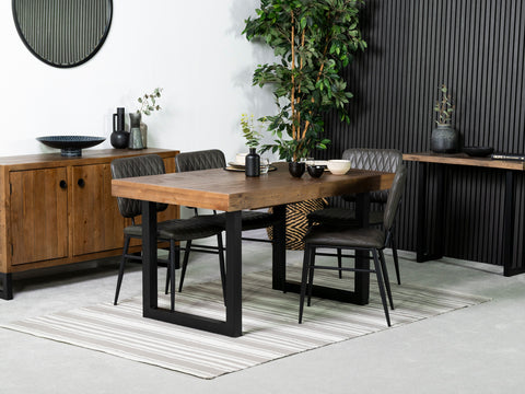 Brooklyn Extendable Dining Table (140cm - 180cm) & Grey Houston Dining Chairs