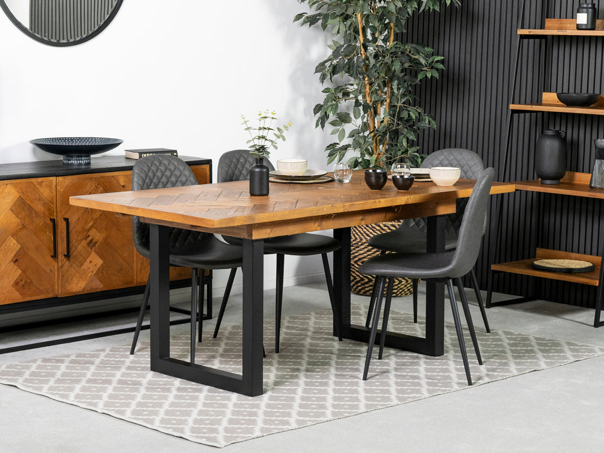 Tulsa Extendable Dining Table (140cm - 180cm) & Grey Dallas Dining Chairs