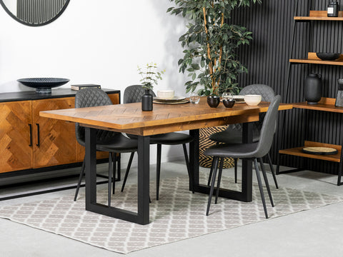 Tulsa Extendable Dining Table (140cm - 180cm) & Grey Dallas Dining Chairs