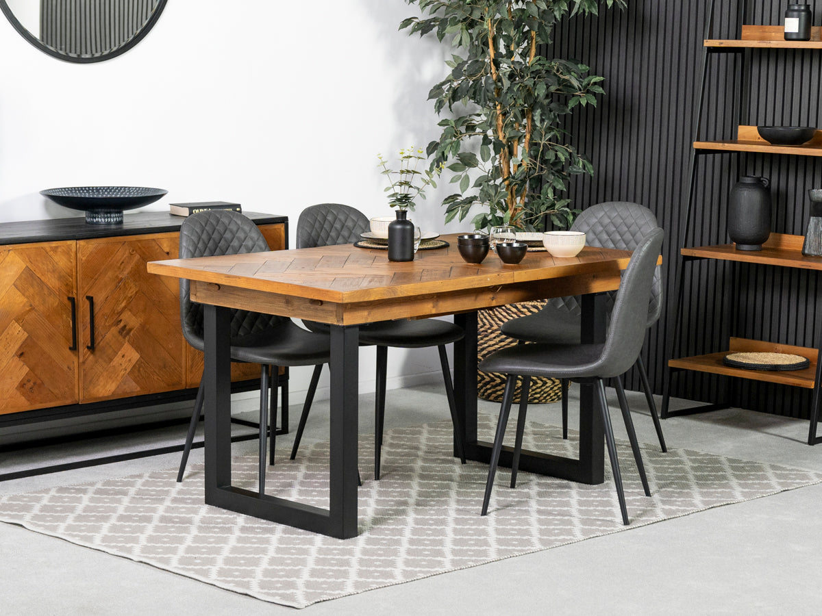 Tulsa Extendable Dining Table (140cm - 180cm) & Grey Dallas Dining Chairs