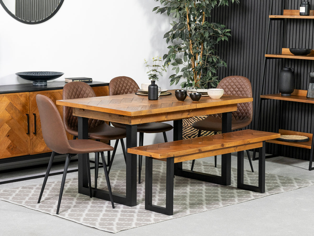 Tulsa Extendable Dining Table (140cm - 180cm) & Brown Dallas Dining Chairs